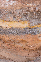 Section of soil under the asphalt road