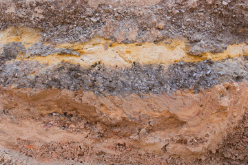 Section of soil under the asphalt road