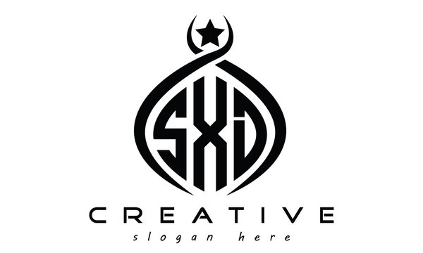 SXD three letters monogram curved oval initial logo design, geometric minimalist modern business shape creative logo, vector template