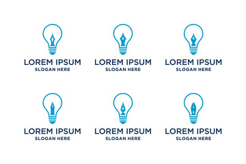 Pen logo vector illustration in a lamp or idea