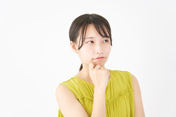 Fototapeta premium 女性 考える リビング