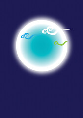 Dark navy background with shining moon