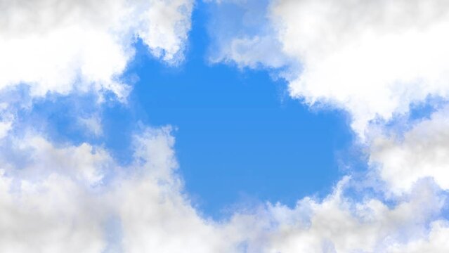 Flying over the clouds motion graphics with blue sky