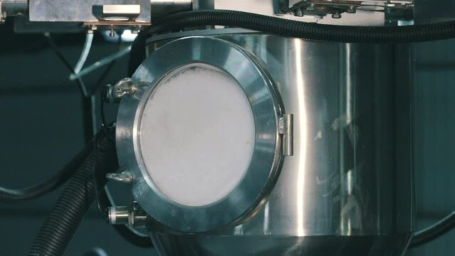 Polypropylene in the process of processing at the factory. Production of nonwoven materials from polypropylene