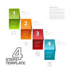 Four simple colorful folded paper steps process infographic template