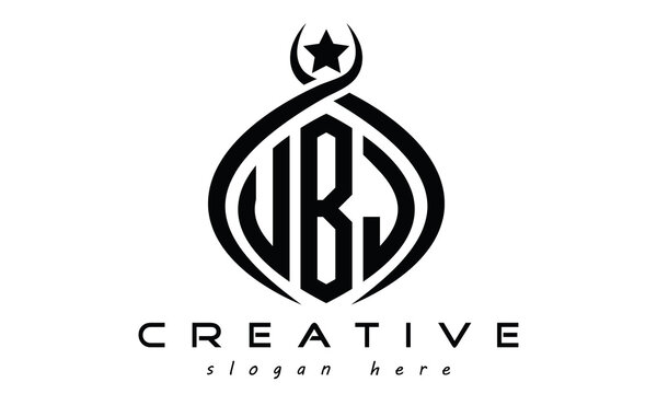 UBJ three letters monogram curved oval initial logo design, geometric minimalist modern business shape creative logo, vector template