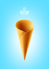 Vector realistic ice cream cone