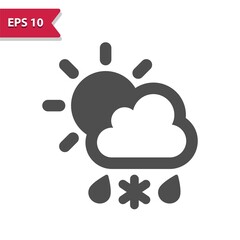 Fototapeta na wymiar Cloud And Sleet Icon - Freezing Rain, Rain, Snow, Weather, Raining, Snowing, Sun