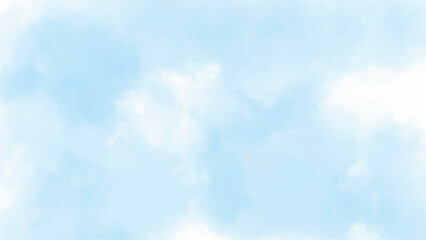 blue sky with clouds watercolor background, vector illustration