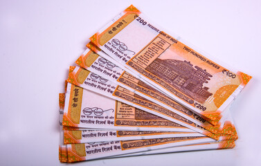 Success and got profit from business with new series of 200 indian rupee currency,money and...