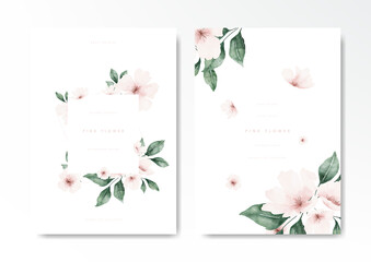 Watercolor pale pink flowers collection background template vector design
