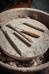 Pottery Tools on wheel
