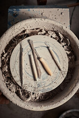 Pottery Tools on wheel