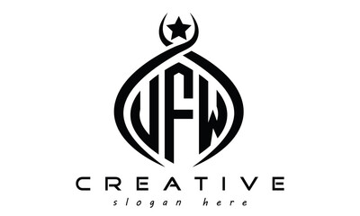 UFW letters curved, oval, rectangle geometric monogram letters logo design vector, business logo, squire polygon letters modern unique minimalist creative logo design, vector templat