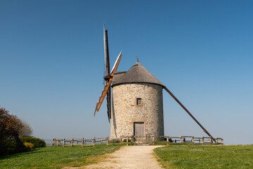 Windmill near mont saint michel in  Normandy