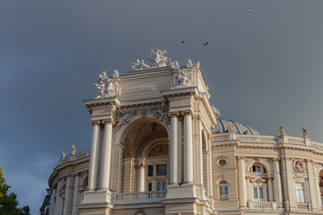 Odessa, Ukraine - September 25, 2021.Academic Opera and Ballet Theatre. Odessa Opera and Ballet Theatre. Flying over the opera house.