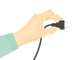 hand hollding electric plug- vector illustration