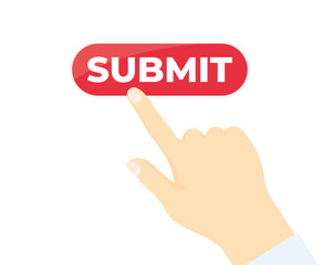 hand pressing submit button - vector illustration