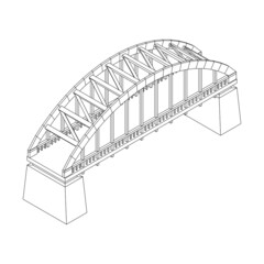 Fototapeta premium Bridge connection structure. Wireframe low poly mesh vector illustration.