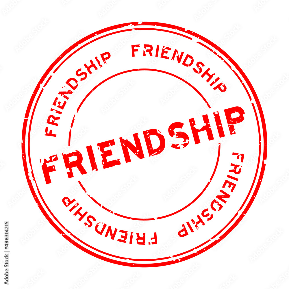 Poster Grunge red friendship word round rubber seal stamp on white background