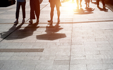 Woman legs walking on street - Powered by Adobe