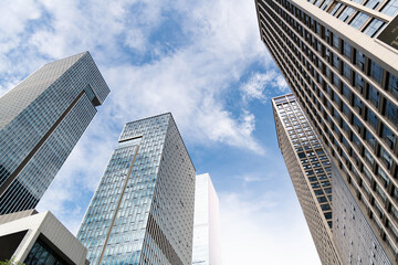 Obraz premium Low angle view of modern office buildings