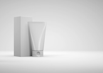 Mockup of cream tube and box 3d render