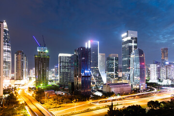 Fototapeta na wymiar Office buildings in the city at night