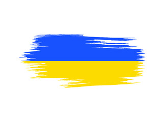 painted flag of ukraine. country flag painted with artistic brush