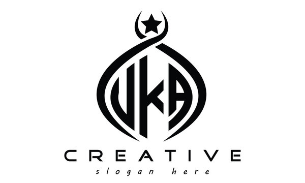 UKA three letters monogram curved oval initial logo design, geometric creative logo, vector template
