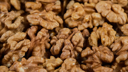 Walnuts without shell top view. Healthy vegan food concept