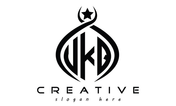 UKQ three letters monogram curved oval initial logo design, geometric creative logo design