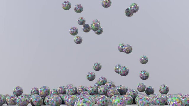 Animazione 3D Cascata di palline colorate