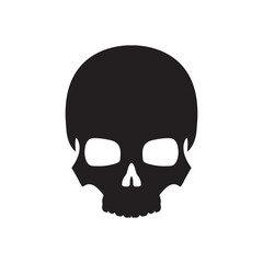Black silhouette skull. Design element. Vector illustration isolated on white background. Template for books, stickers, posters, cards, clothes.