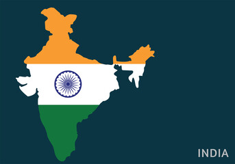 India map with Indian flag vector illustration 