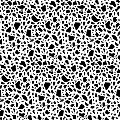 Black and White Terrazzo Vector Seamless Pattern. Awesome for classic product design, fabric, backgrounds, invitations, packaging design projects. Surface pattern design.