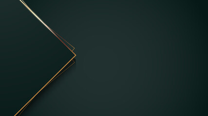 Luxury golden frame line on dark green shade. Gold geometric element border composition. Graphic vector illustration.