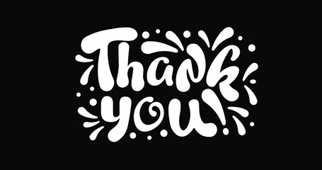 thank you text hand writing in white color on black screen