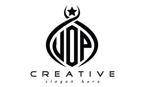 UOP three letters monogram curved oval initial logo design, geometric creative logo, vector template