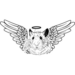 Hamster with Wings and Halo Vector