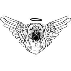 Bullmastiff with Wings and Halo Vector