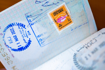 Jordanian visa and immigration stamps in the passport.