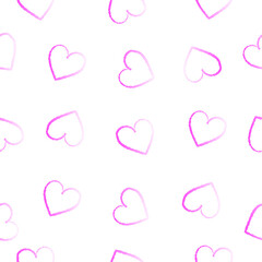 Vector seamless pattern with gradient pink hearts