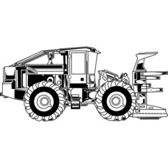 Feller Buncher 2 Detailed Vector Clipart