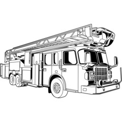Fire Fighter Truck Detailed Vector Clipart
