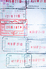 Immigration border stamps from Armenia and Ukraine in the passport.