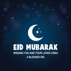Eid mubarak wishing you and your loved ones a blessed eid. Greeting background for vector illustration