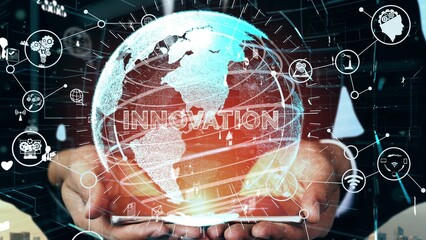Innovation Technology for Business Finance conceptual. Modern graphic interface showing symbol of...
