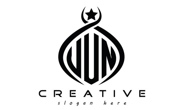 UUN three letters monogram curved oval initial logo design, geometric minimalist creative logo design