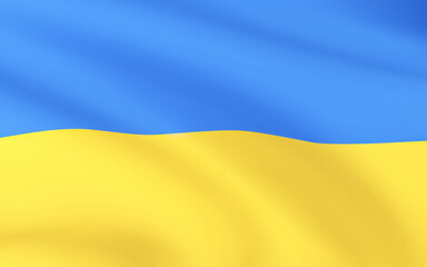 Realistic Ukraine waveing flag bakground. Vector illustration
